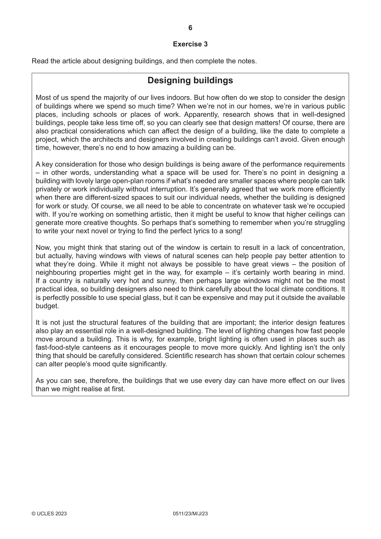 Cambridge IGCSE English - Second Language (count-in oral) 0511 2023 May/June Paper 2 · Variant 3 question paper, page 6 of 16