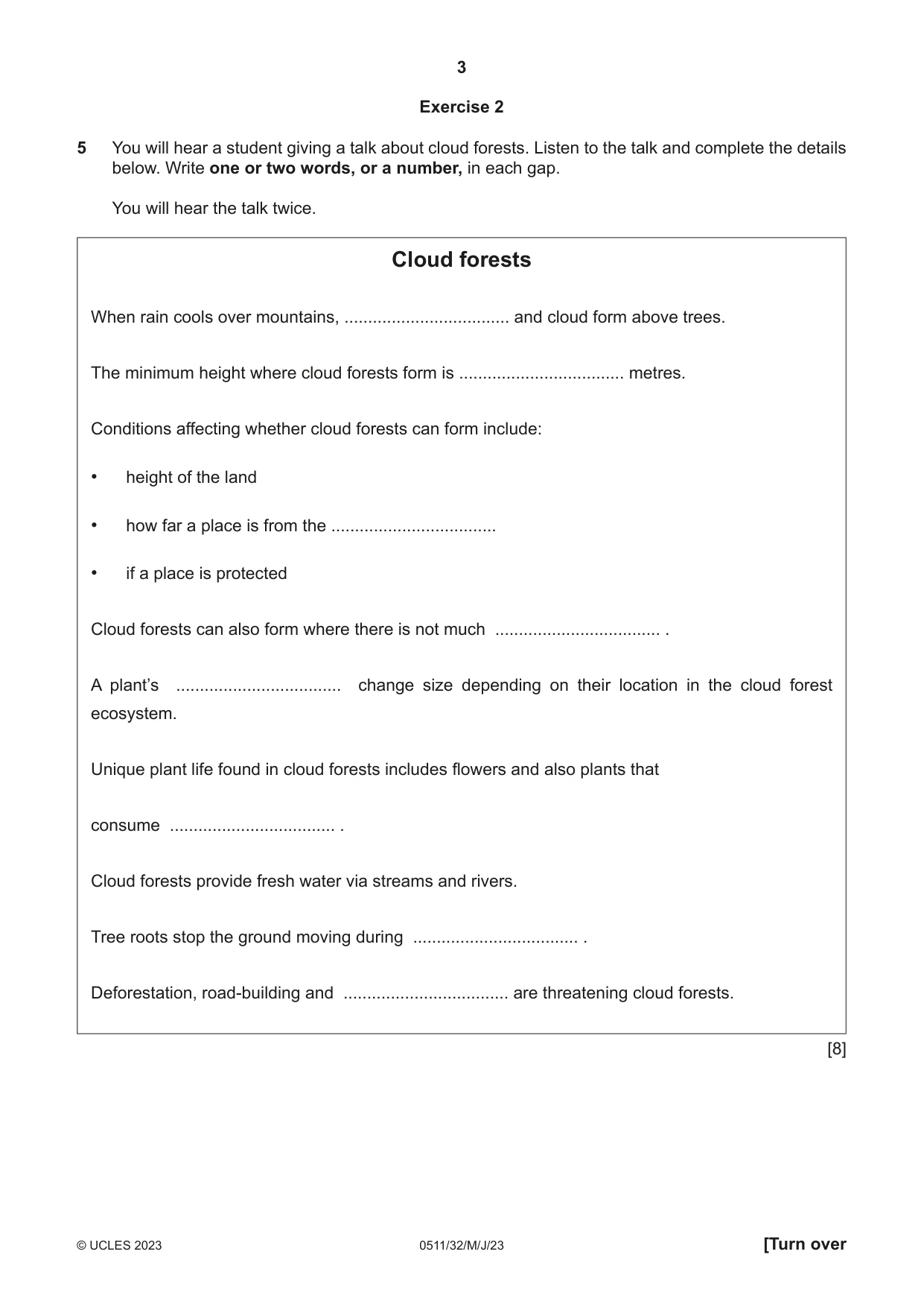 Cambridge IGCSE English - Second Language (count-in oral) 0511 2023 May/June Paper 3 · Variant 2 question paper, page 3 of 8