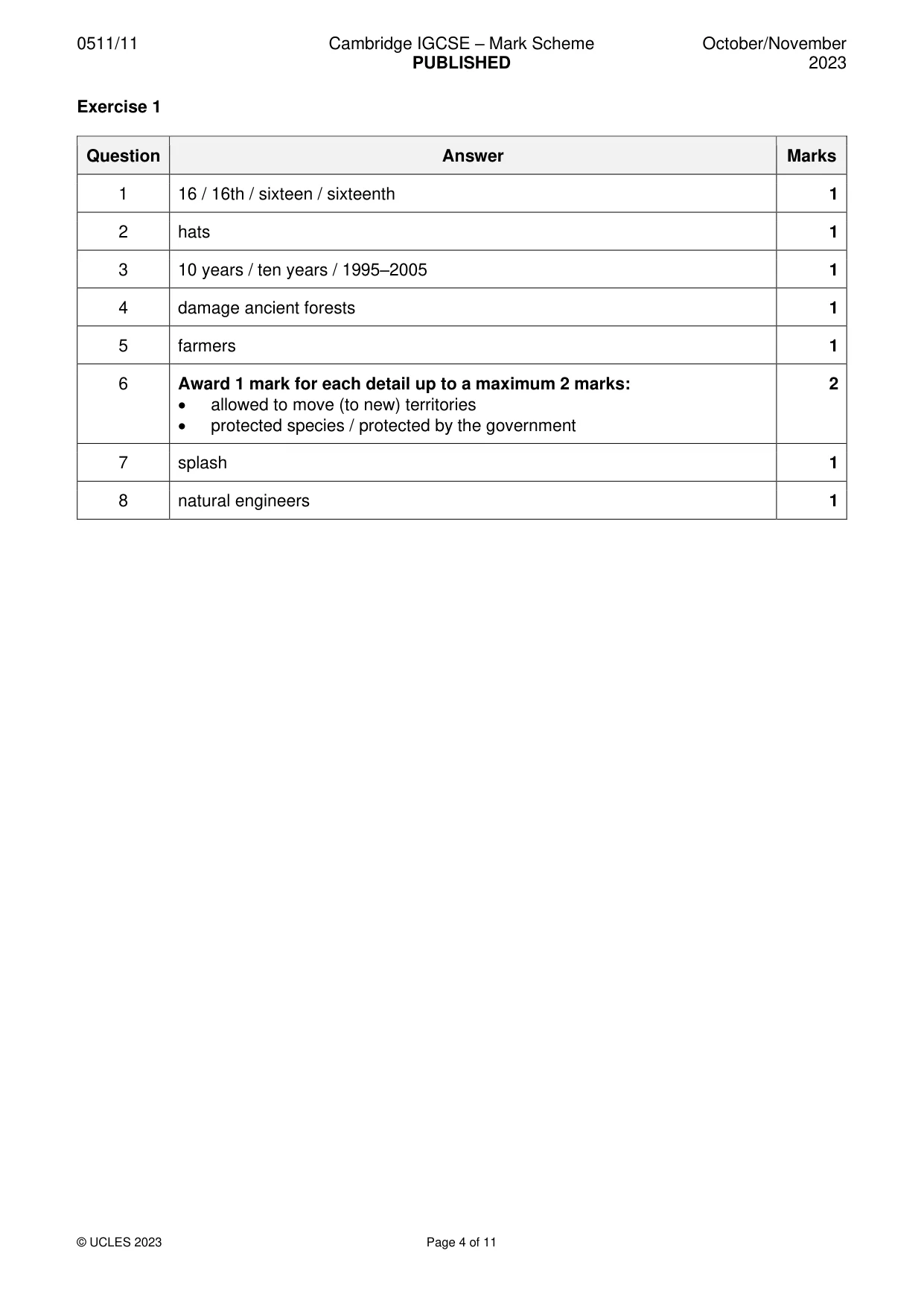 Mark scheme, page 4 of 11