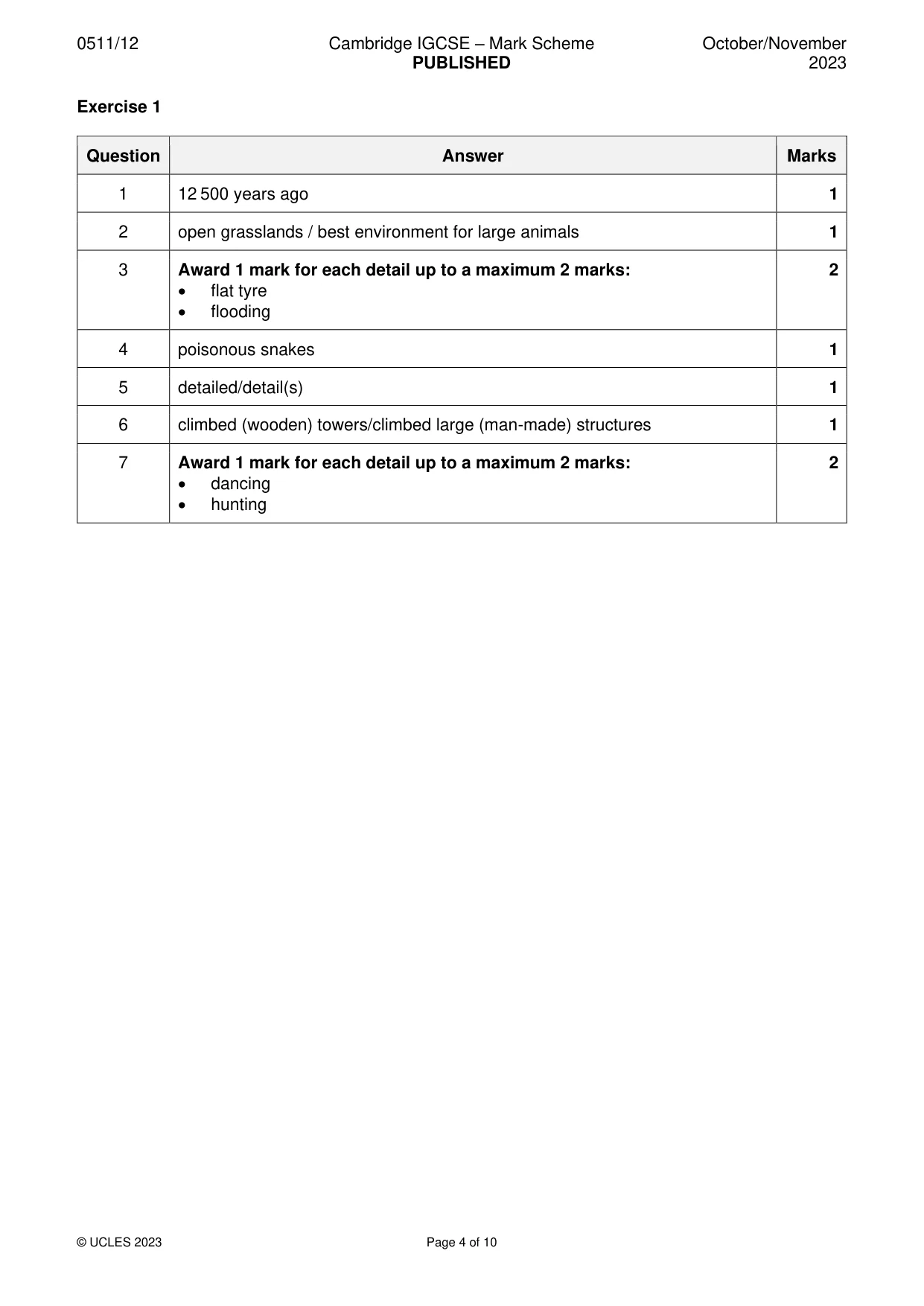 Mark scheme, page 4 of 10