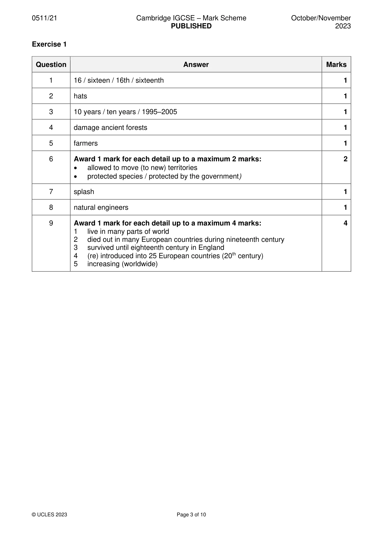 Mark scheme, page 3 of 10