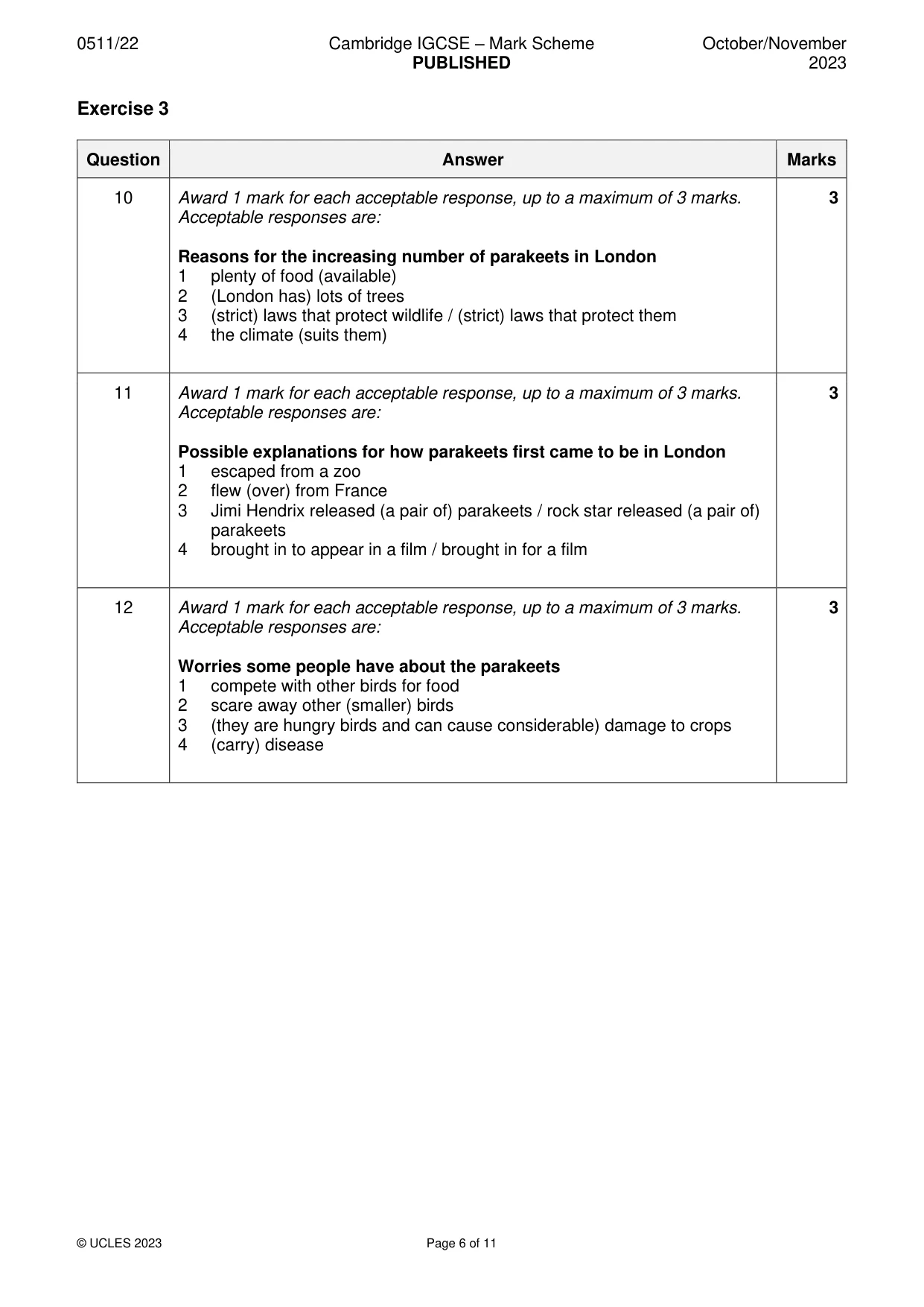 Mark scheme, page 6 of 11