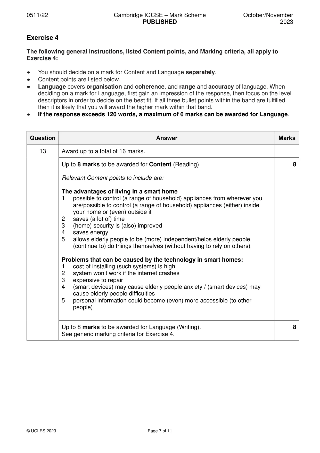 Mark scheme, page 7 of 11