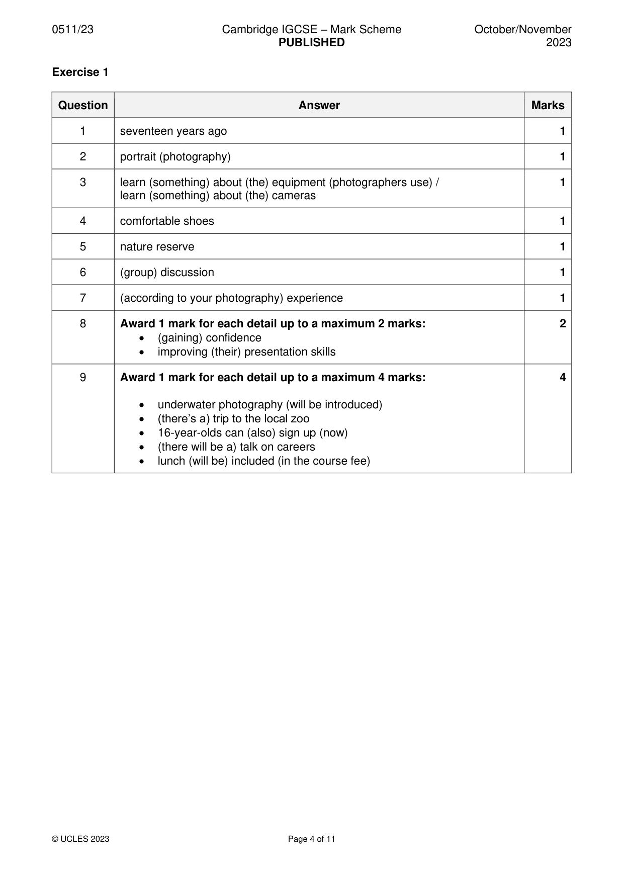 Mark scheme, page 4 of 11