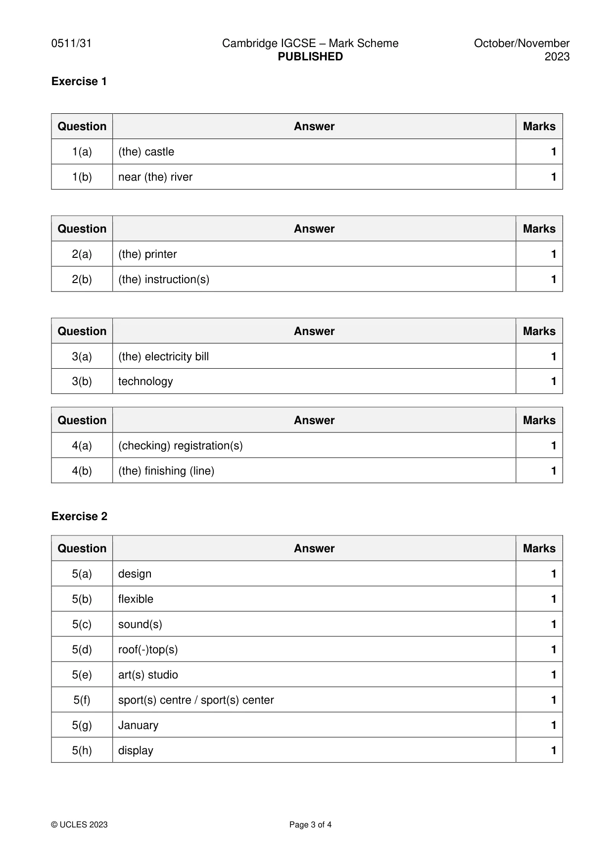 Mark scheme, page 3 of 4
