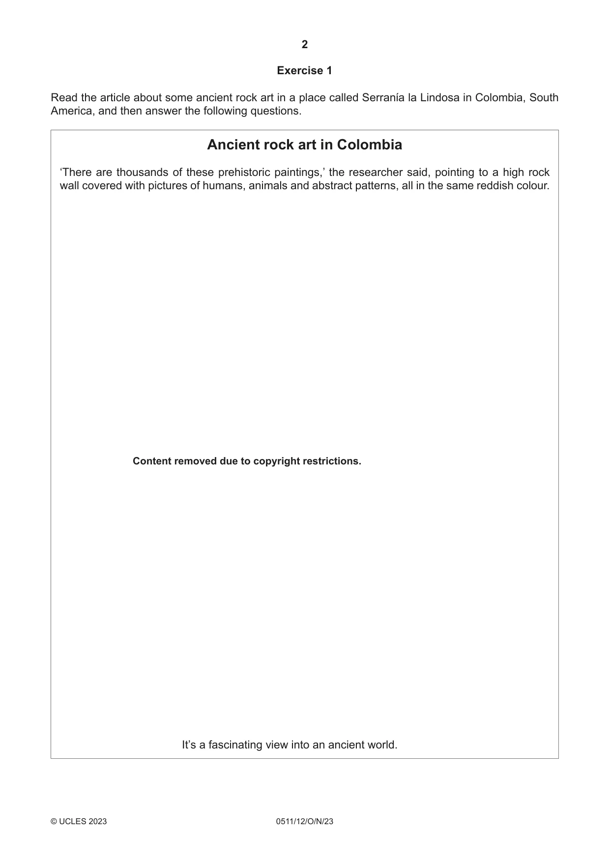 Cambridge IGCSE English - Second Language (count-in oral) 0511 2023 Oct/Nov Paper 1 · Variant 2 question paper, page 2 of 16