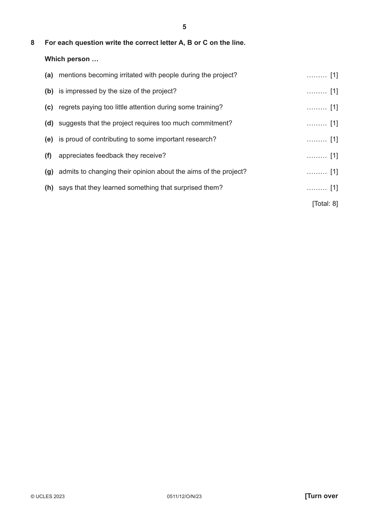 Cambridge IGCSE English - Second Language (count-in oral) 0511 2023 Oct/Nov Paper 1 · Variant 2 question paper, page 5 of 16