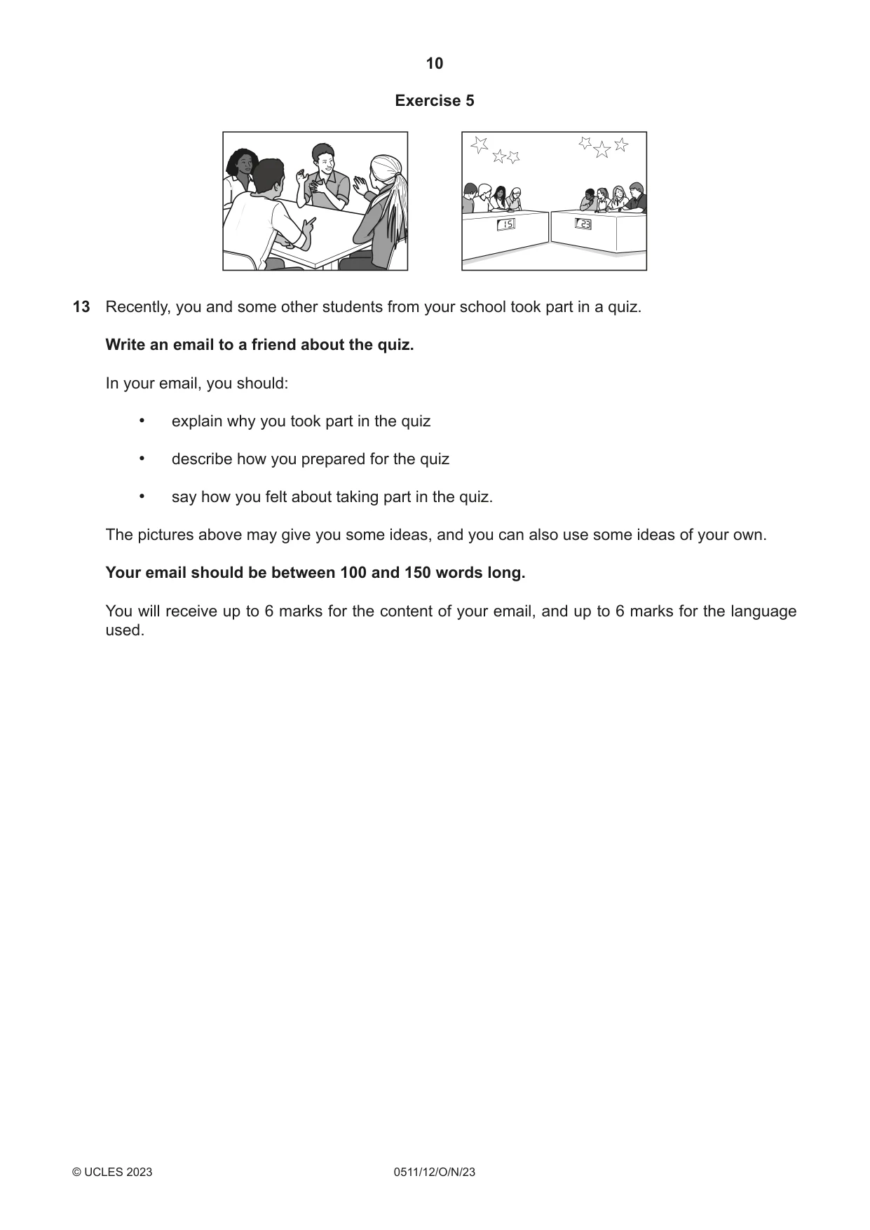 Cambridge IGCSE English - Second Language (count-in oral) 0511 2023 Oct/Nov Paper 1 · Variant 2 question paper, page 10 of 16