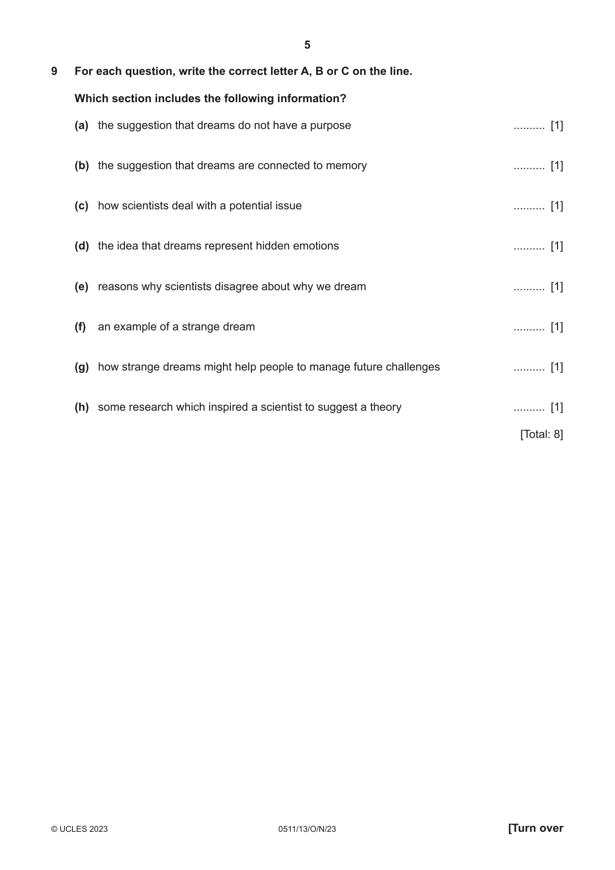 Cambridge IGCSE English - Second Language (count-in oral) 0511 2023 Oct/Nov Paper 1 · Variant 3 question paper, page 5 of 16