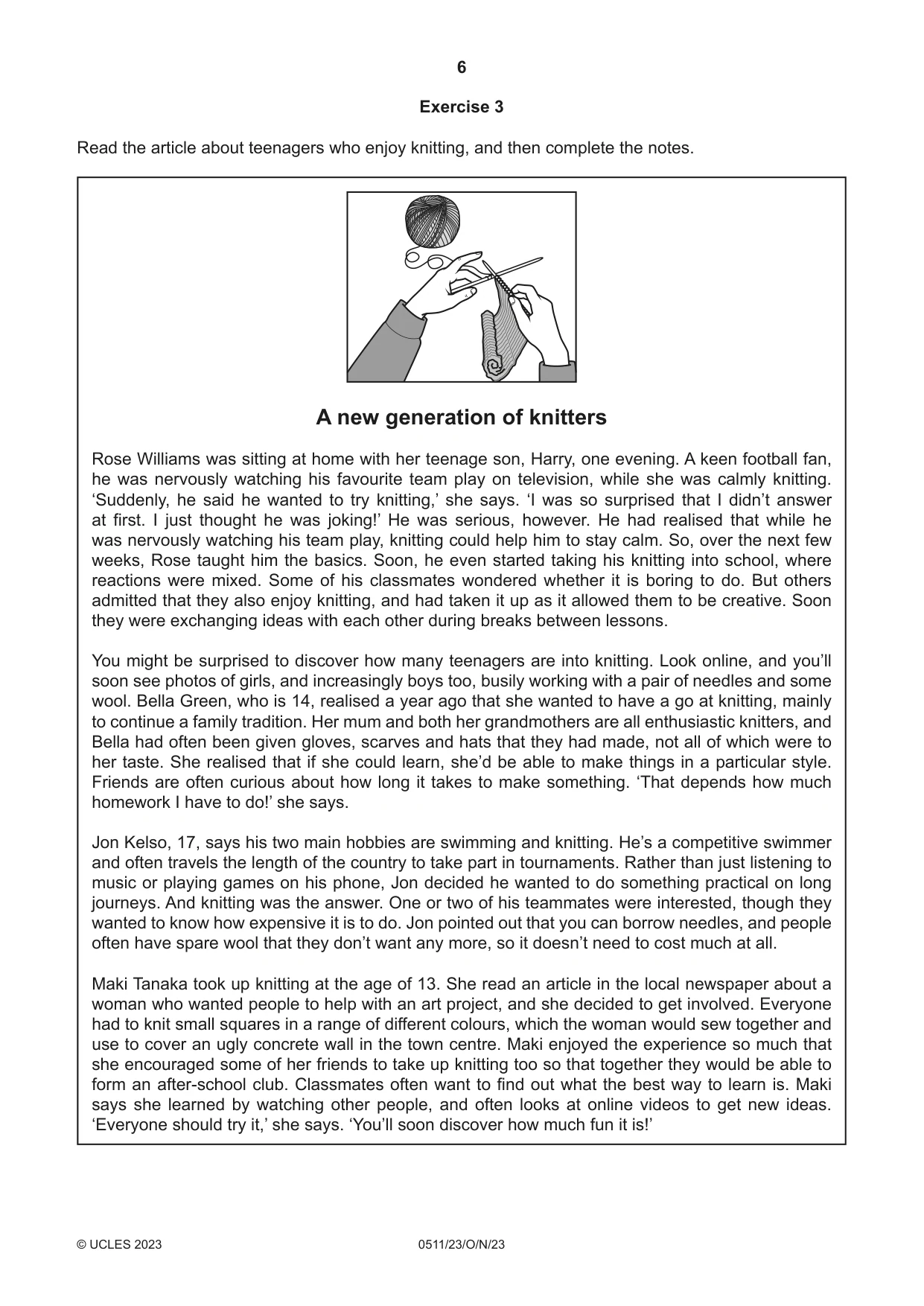 Cambridge IGCSE English - Second Language (count-in oral) 0511 2023 Oct/Nov Paper 2 · Variant 3 question paper, page 6 of 16