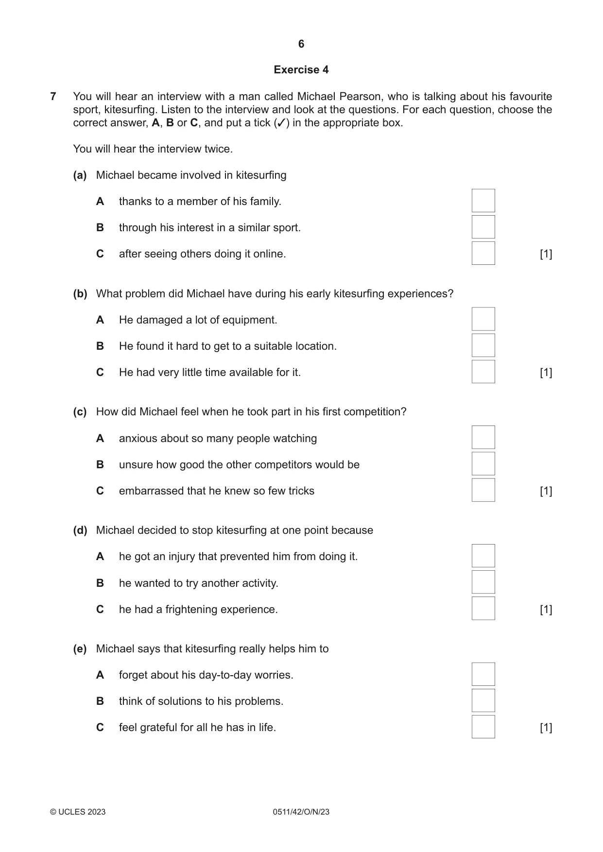 Cambridge IGCSE English - Second Language (count-in oral) 0511 2023 Oct/Nov Paper 4 · Variant 2 question paper, page 6 of 12