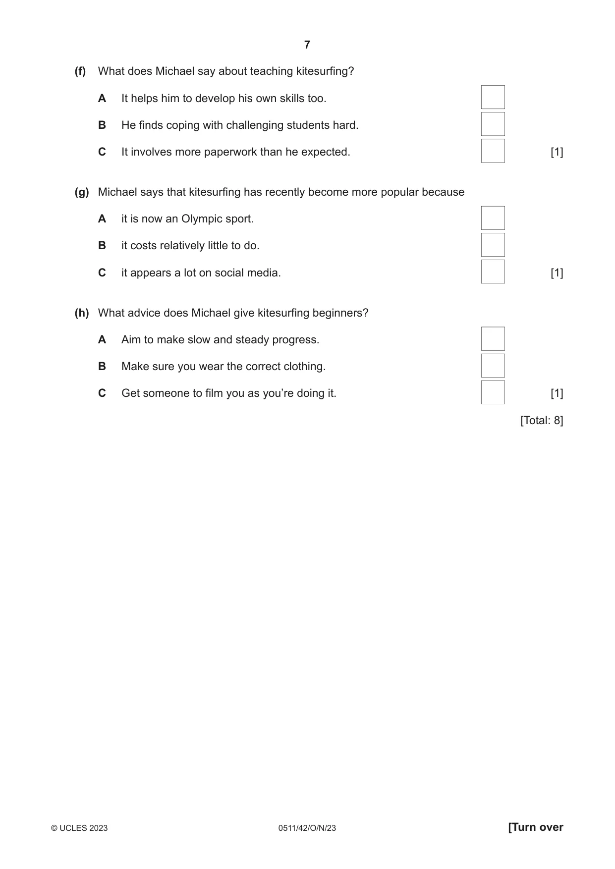 Cambridge IGCSE English - Second Language (count-in oral) 0511 2023 Oct/Nov Paper 4 · Variant 2 question paper, page 7 of 12
