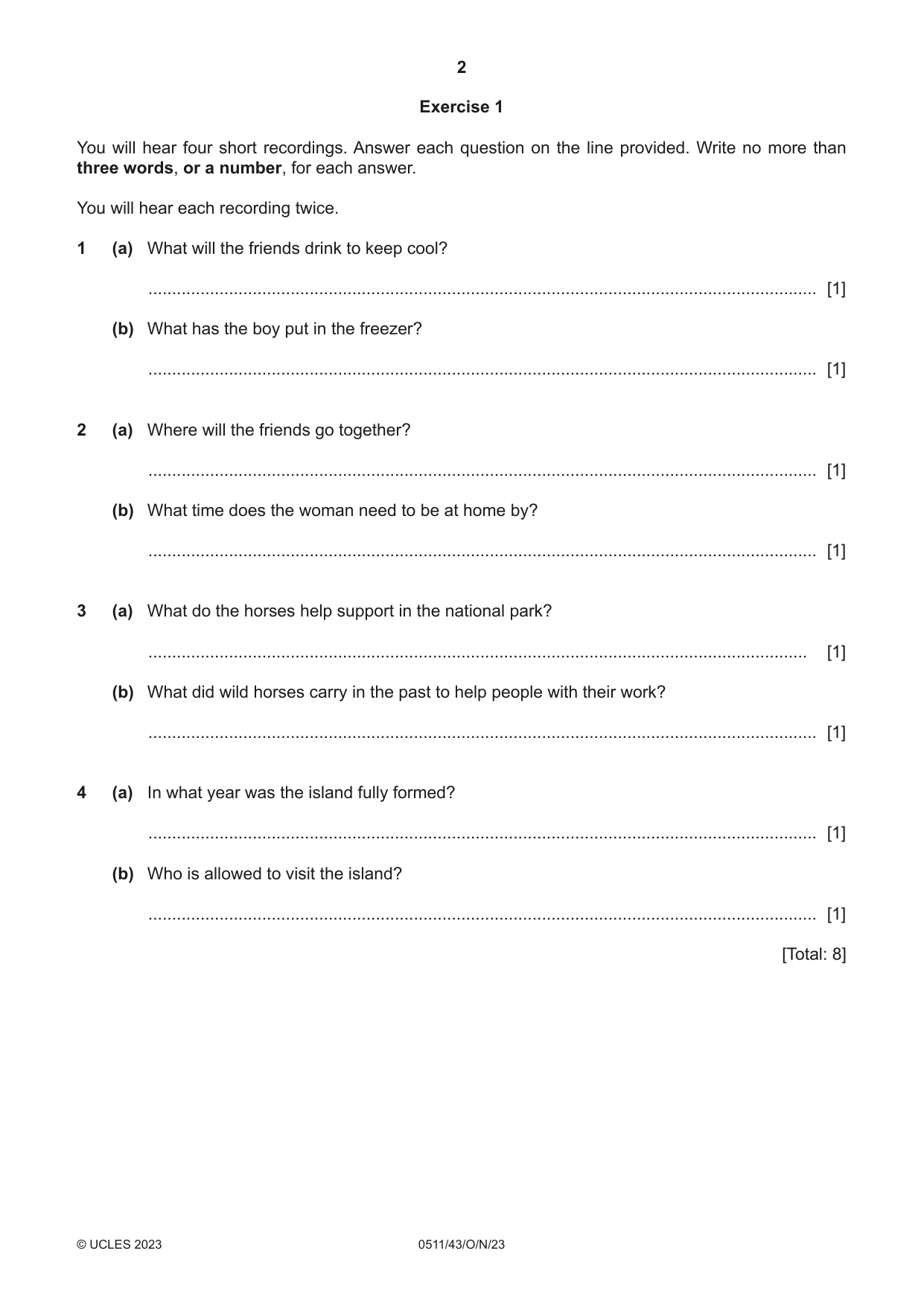 Cambridge IGCSE English - Second Language (count-in oral) 0511 2023 Oct/Nov Paper 4 · Variant 3 question paper, page 2 of 12