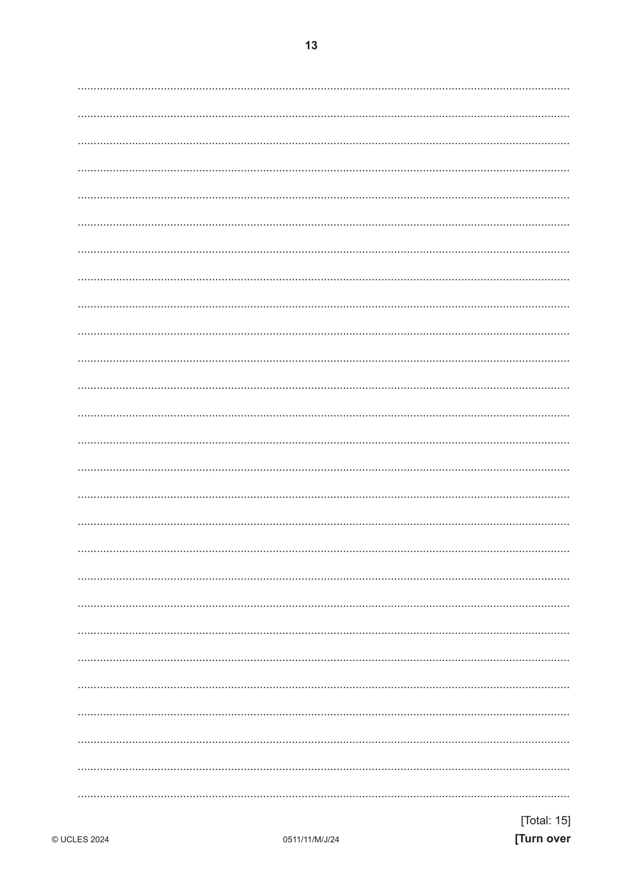 Cambridge IGCSE English - Second Language (count-in oral) 0511 2024 May/June Paper 1 · Variant 1 question paper, page 13 of 16