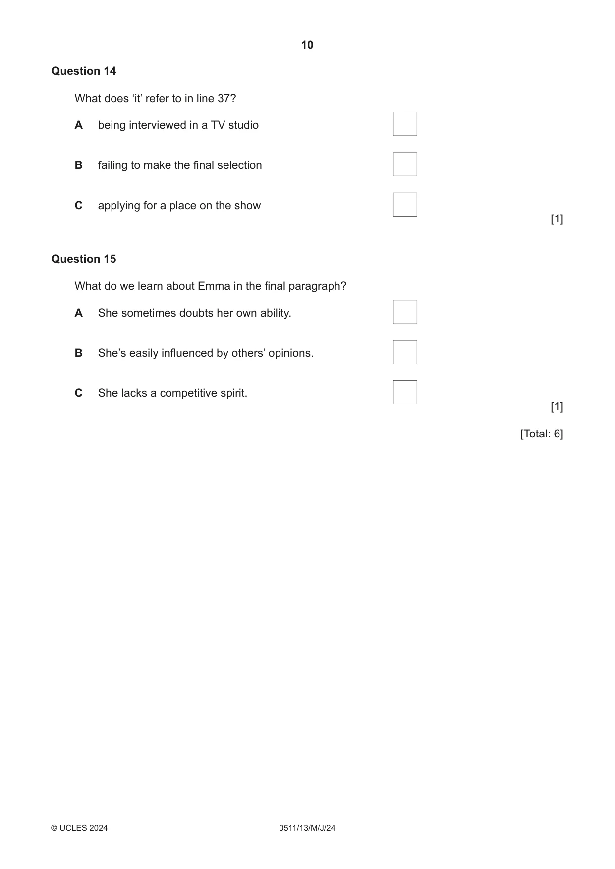 Cambridge IGCSE English - Second Language (count-in oral) 0511 2024 May/June Paper 1 · Variant 3 question paper, page 10 of 16