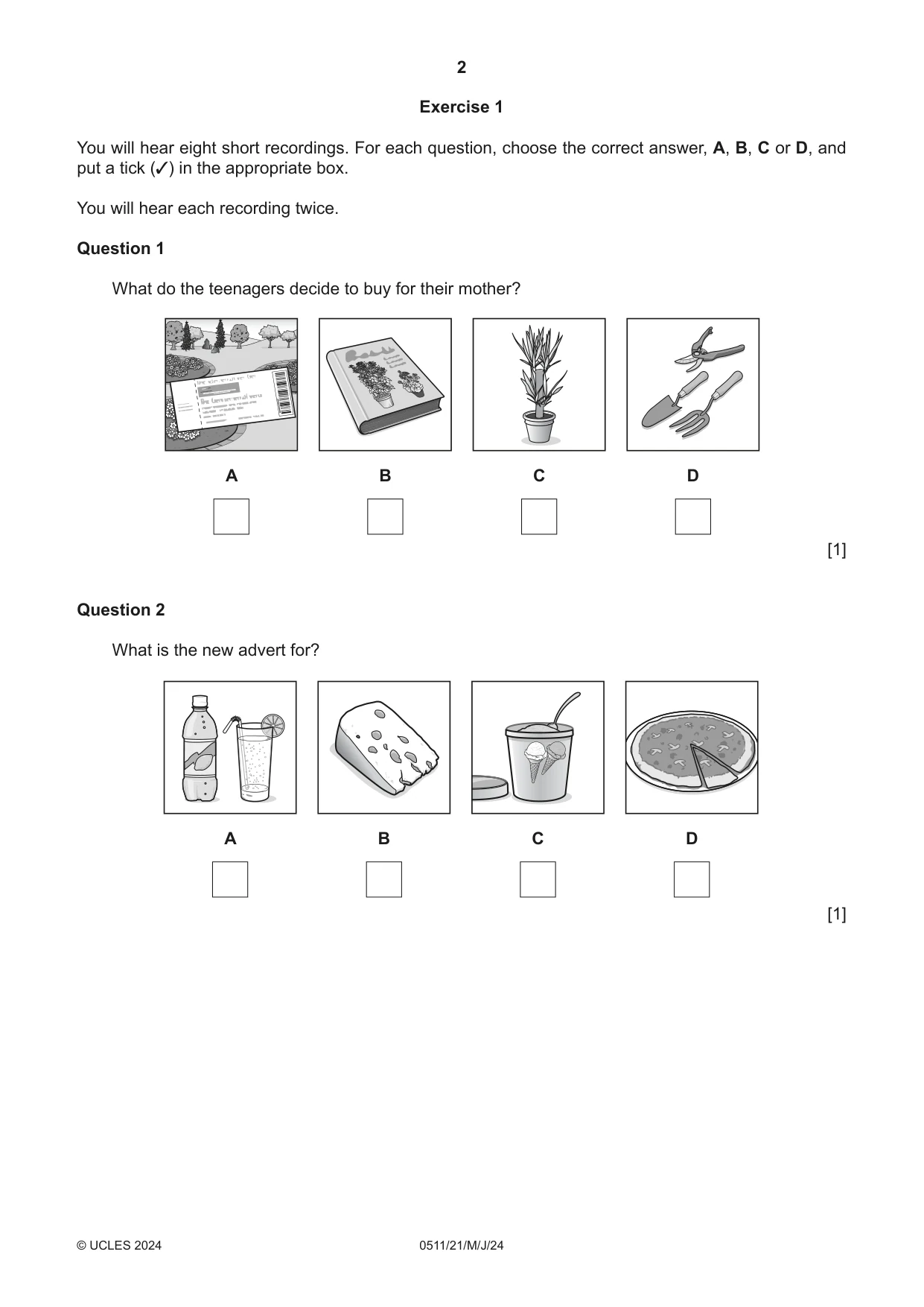 Cambridge IGCSE English - Second Language (count-in oral) 0511 2024 May/June Paper 2 · Variant 1 question paper, page 2 of 16
