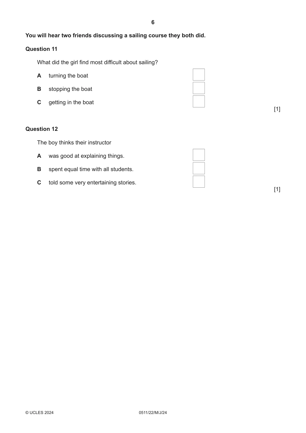 Cambridge IGCSE English - Second Language (count-in oral) 0511 2024 May/June Paper 2 · Variant 2 question paper, page 6 of 16
