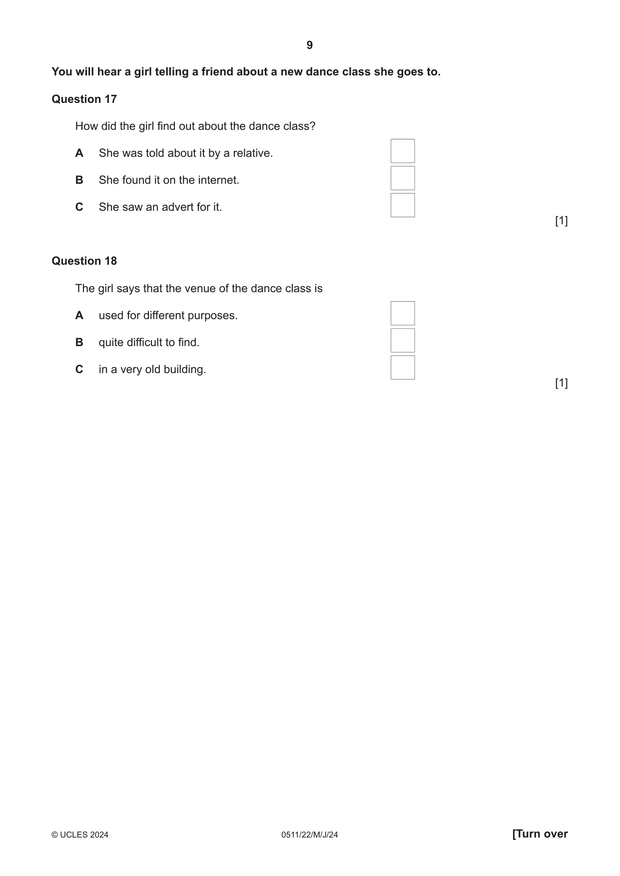 Cambridge IGCSE English - Second Language (count-in oral) 0511 2024 May/June Paper 2 · Variant 2 question paper, page 9 of 16