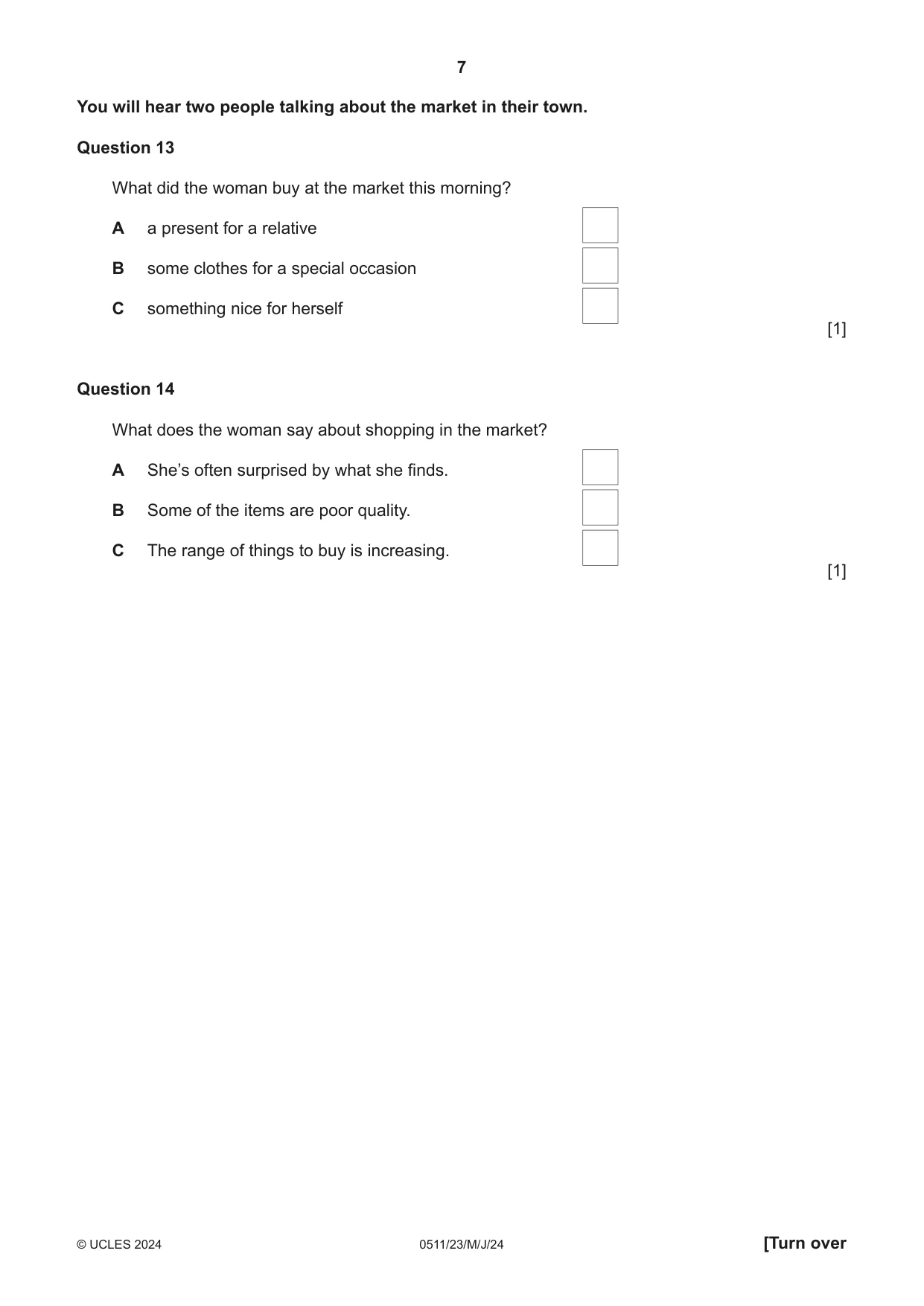 Cambridge IGCSE English - Second Language (count-in oral) 0511 2024 May/June Paper 2 · Variant 3 question paper, page 7 of 16