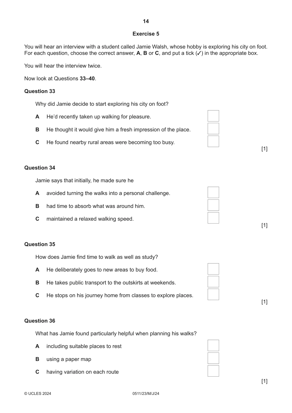 Cambridge IGCSE English - Second Language (count-in oral) 0511 2024 May/June Paper 2 · Variant 3 question paper, page 14 of 16