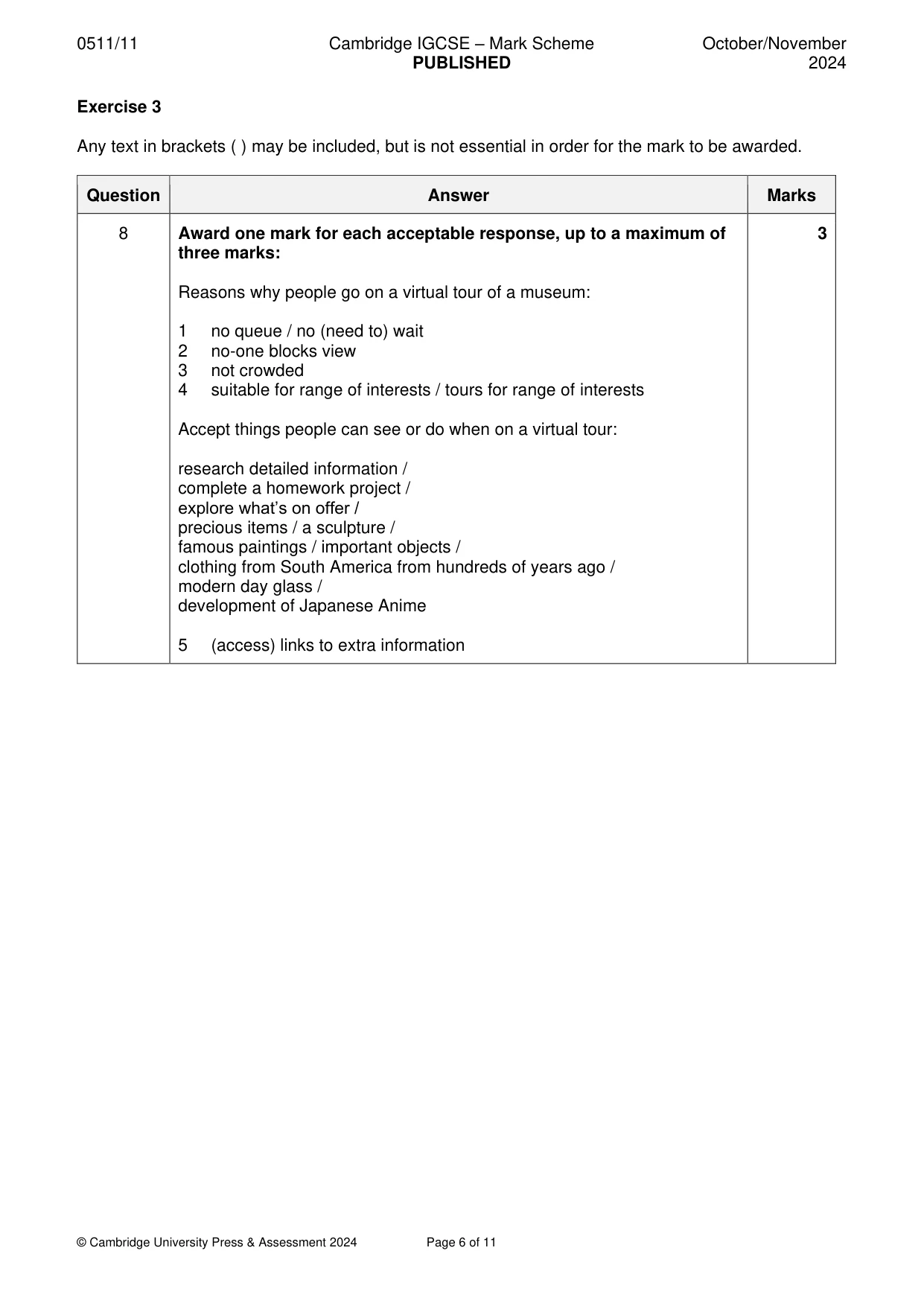 Mark scheme, page 6 of 11