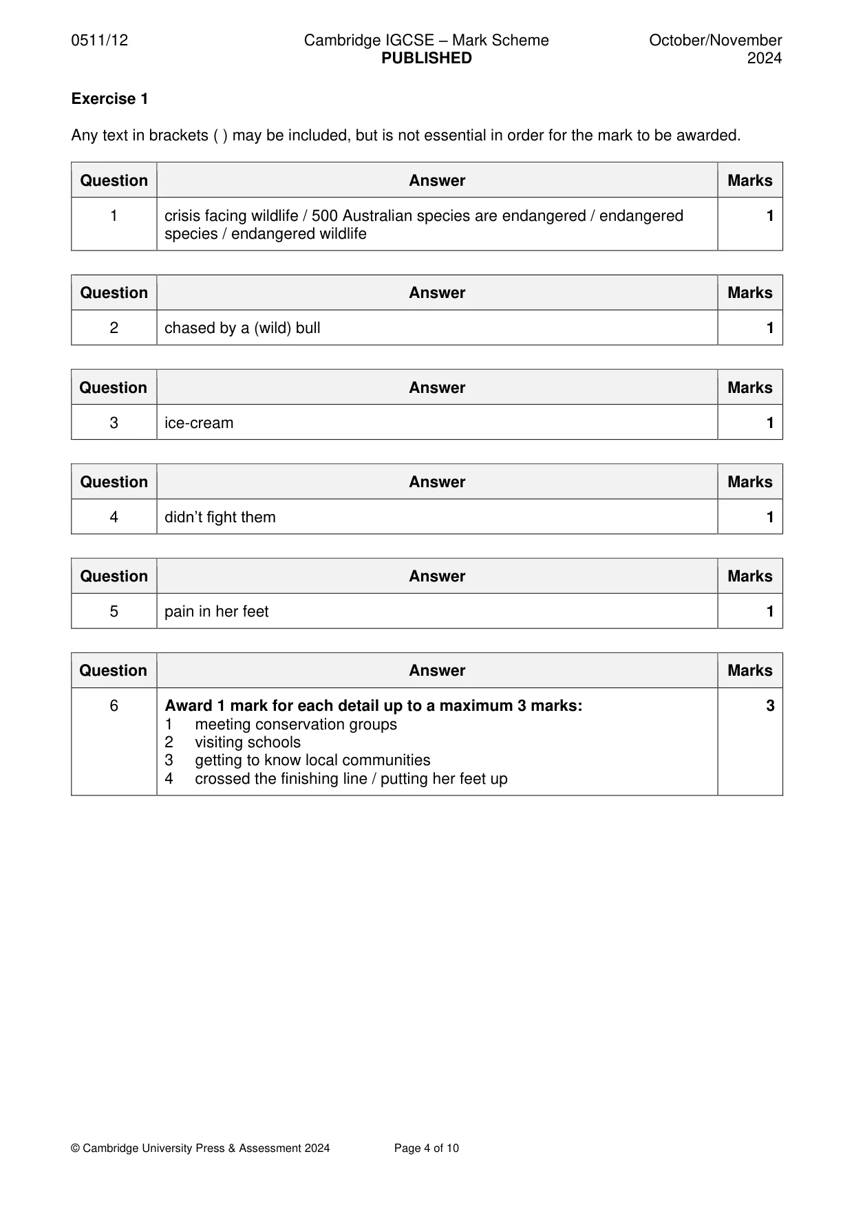 Mark scheme, page 4 of 10