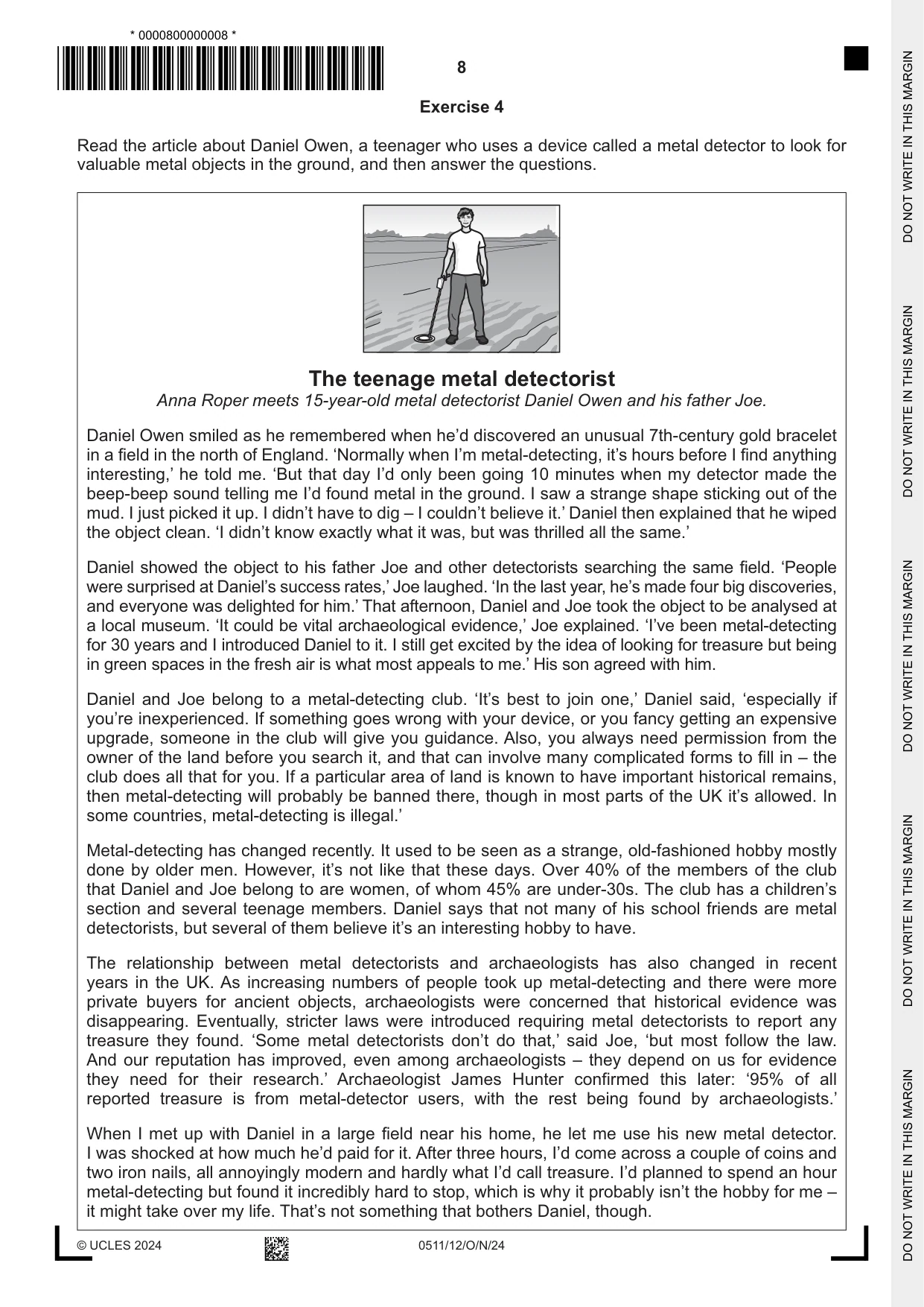 Cambridge IGCSE English - Second Language (count-in oral) 0511 2024 Oct/Nov Paper 1 · Variant 2 question paper, page 8 of 16