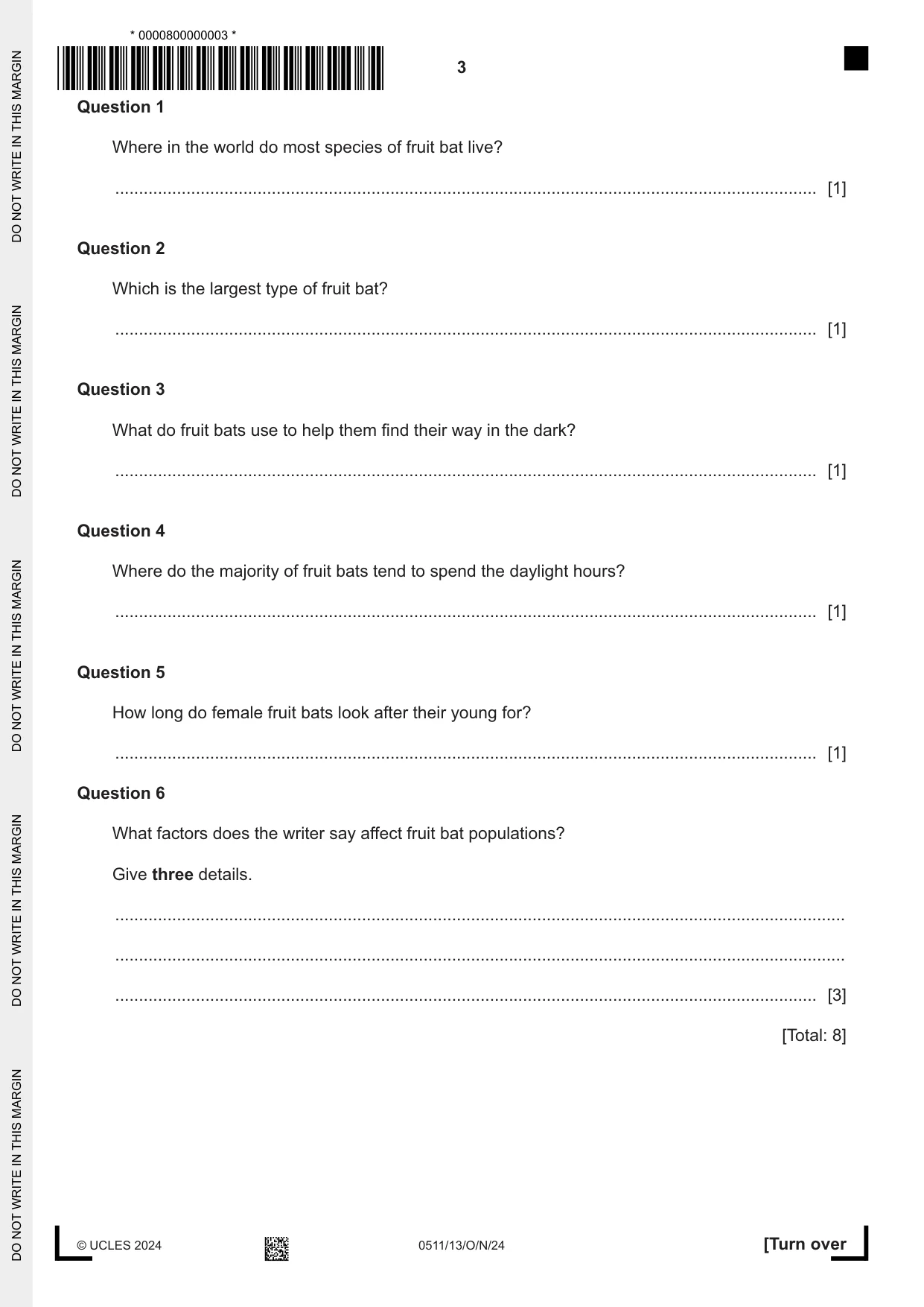 Cambridge IGCSE English - Second Language (count-in oral) 0511 2024 Oct/Nov Paper 1 · Variant 3 question paper, page 3 of 16