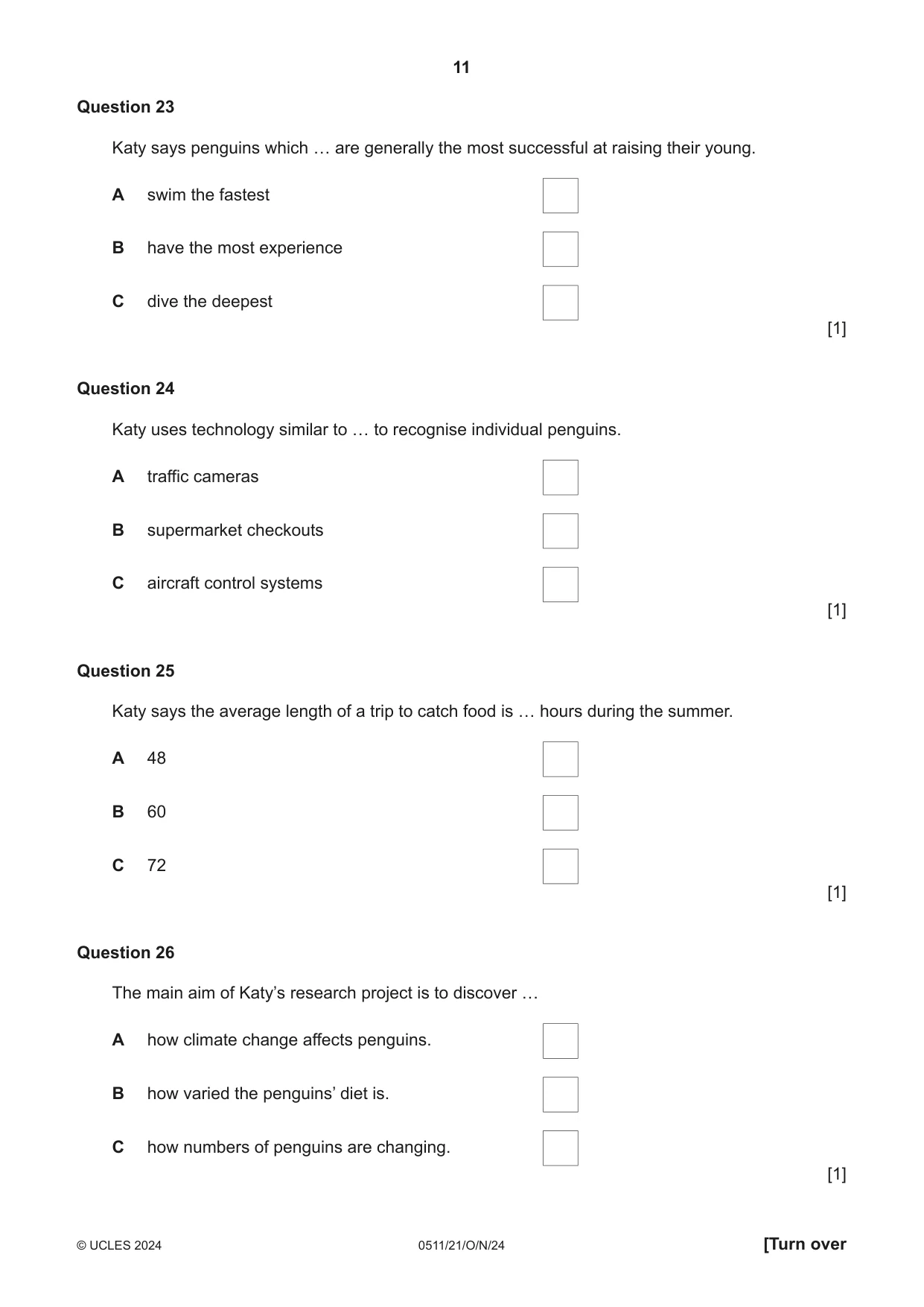 Cambridge IGCSE English - Second Language (count-in oral) 0511 2024 Oct/Nov Paper 2 · Variant 1 question paper, page 11 of 16