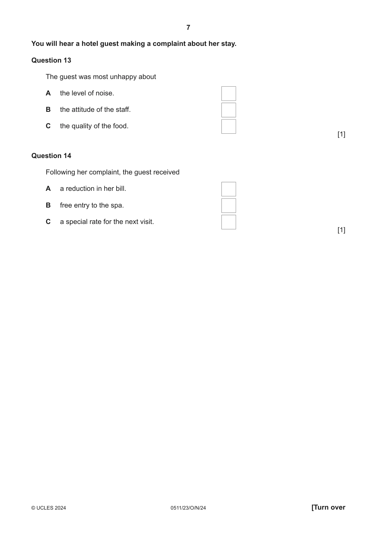 Cambridge IGCSE English - Second Language (count-in oral) 0511 2024 Oct/Nov Paper 2 · Variant 3 question paper, page 7 of 16