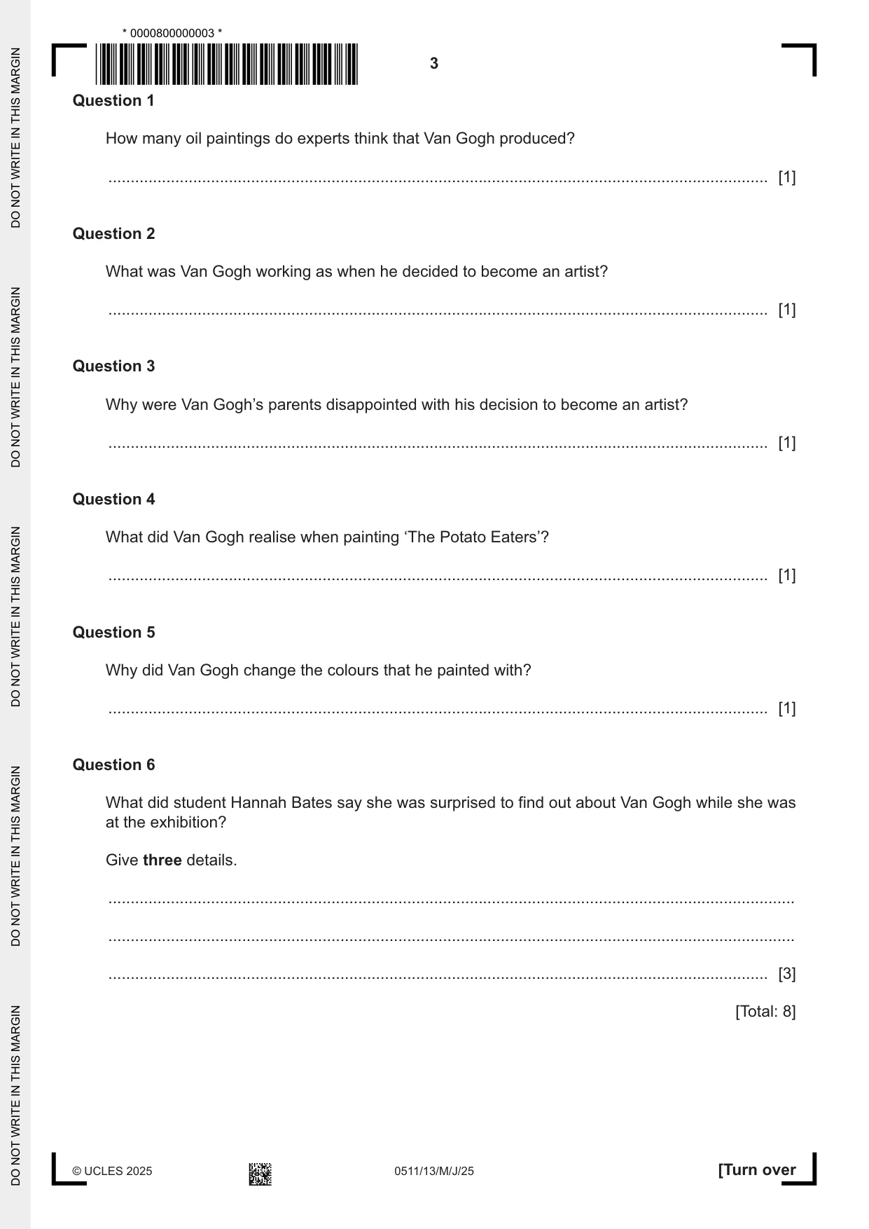Cambridge IGCSE English - Second Language (count-in oral) 0511 2025 May/June Paper 1 · Variant 3 question paper, page 3 of 16