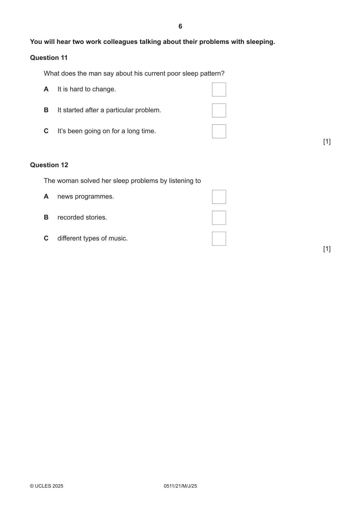 Cambridge IGCSE English - Second Language (count-in oral) 0511 2025 May/June Paper 2 · Variant 1 question paper, page 6 of 16