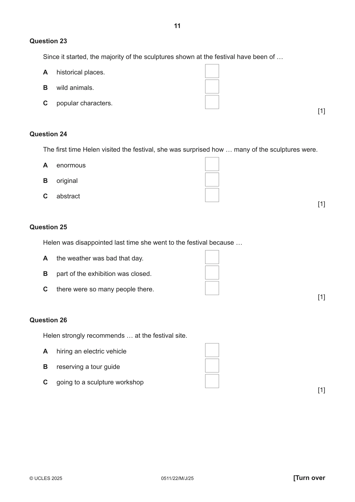 Cambridge IGCSE English - Second Language (count-in oral) 0511 2025 May/June Paper 2 · Variant 2 question paper, page 11 of 16