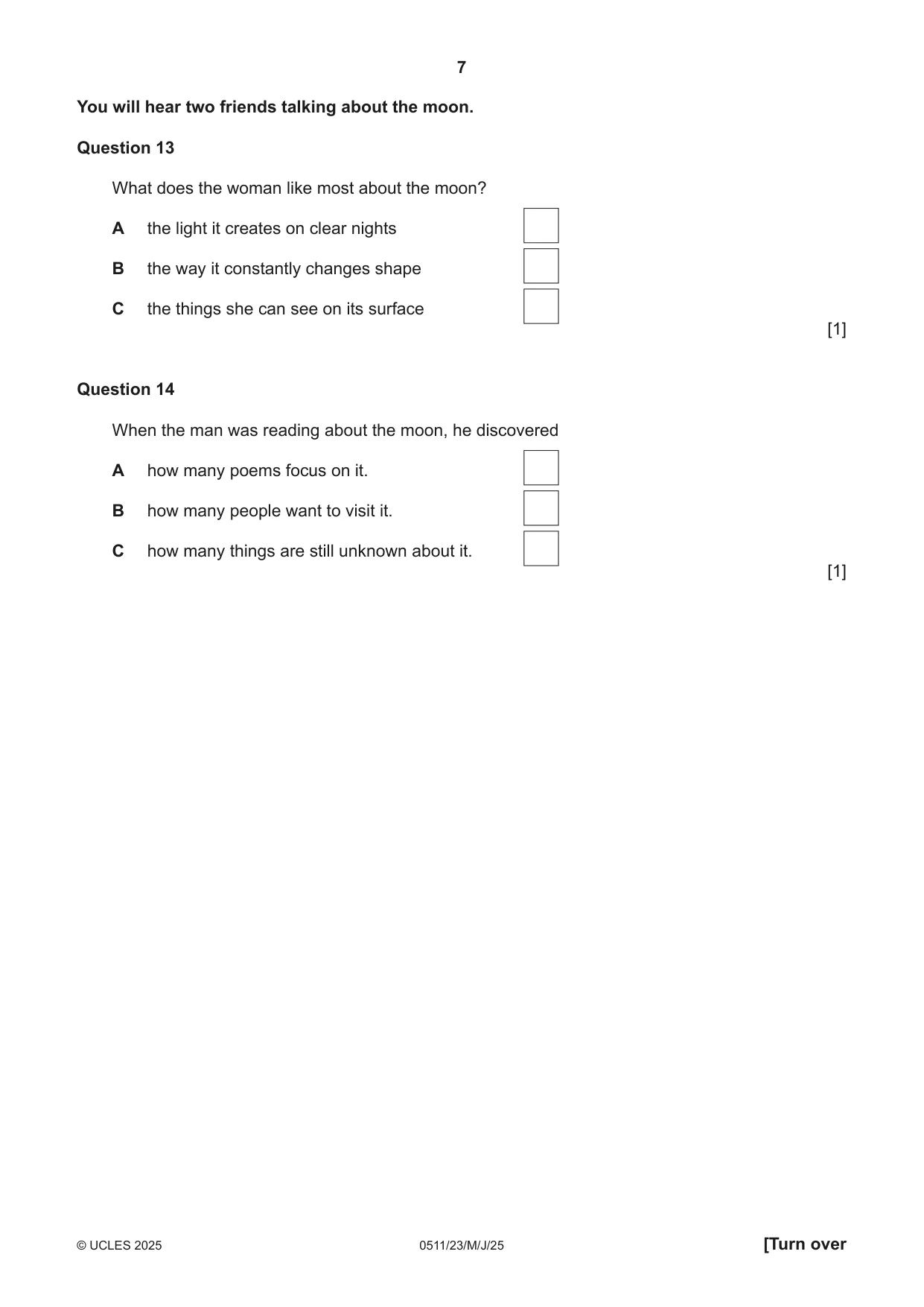 Cambridge IGCSE English - Second Language (count-in oral) 0511 2025 May/June Paper 2 · Variant 3 question paper, page 7 of 16