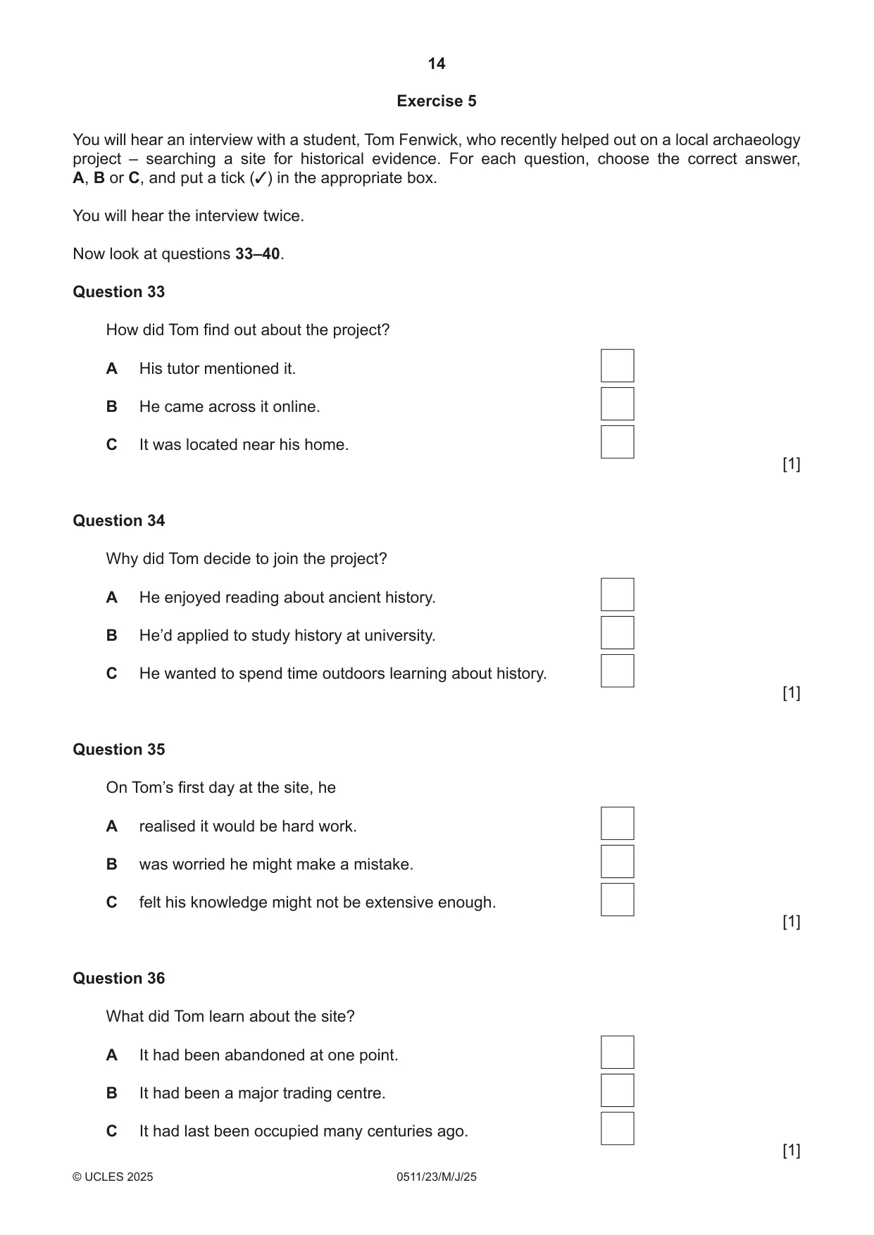 Cambridge IGCSE English - Second Language (count-in oral) 0511 2025 May/June Paper 2 · Variant 3 question paper, page 14 of 16
