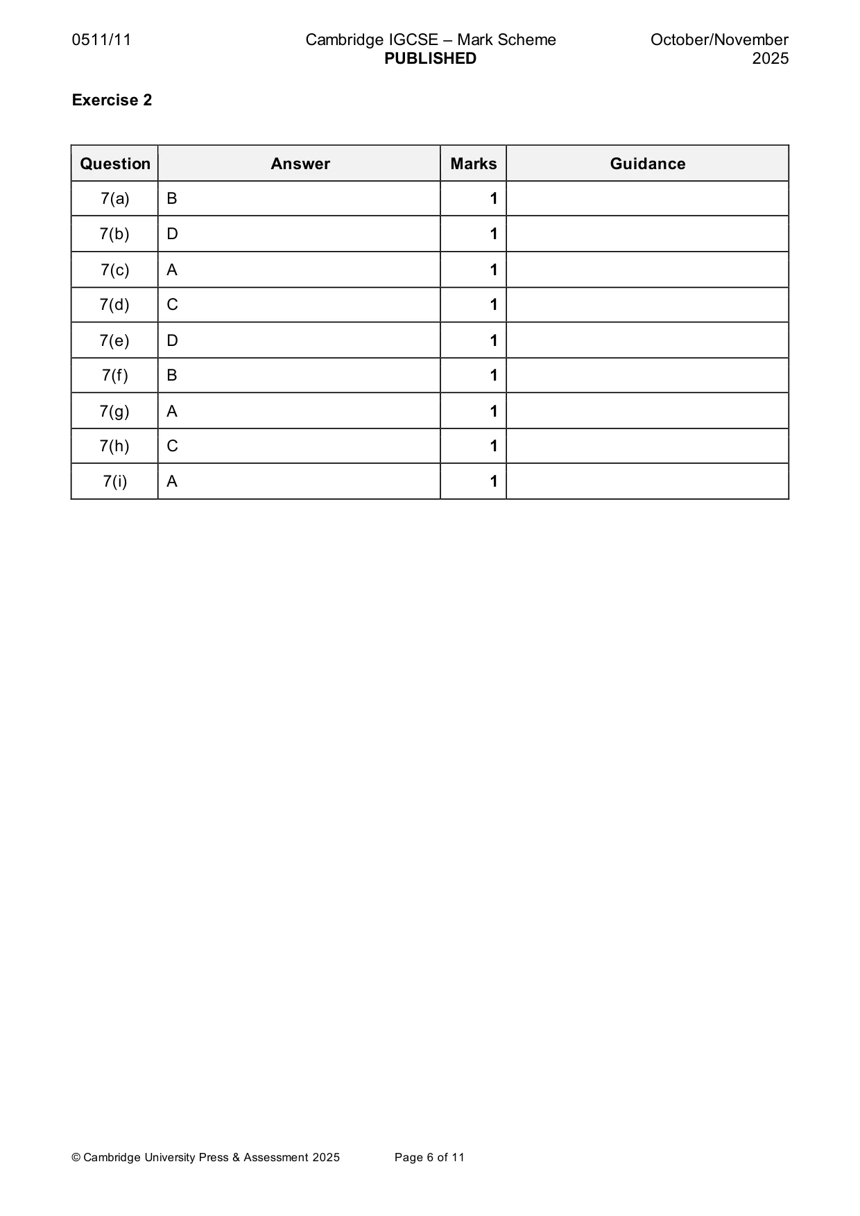 Mark scheme, page 6 of 11