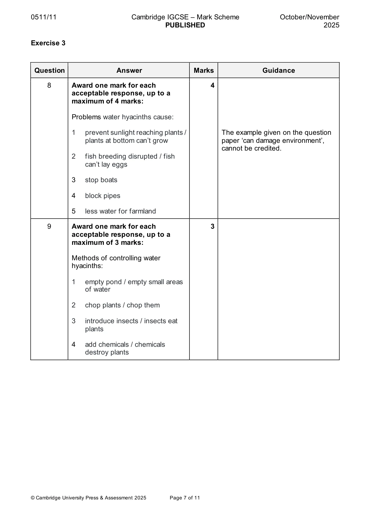 Mark scheme, page 7 of 11