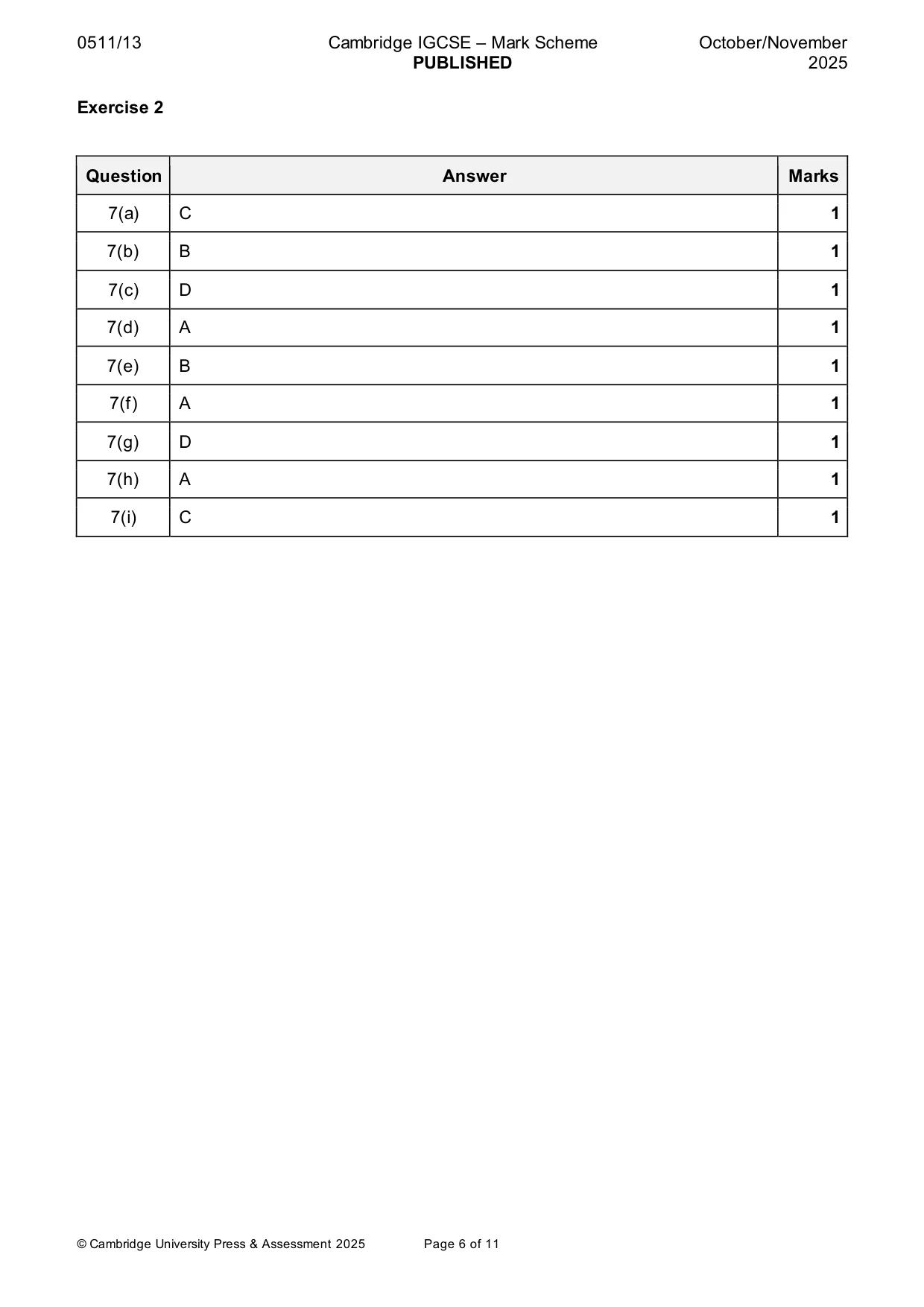 Mark scheme, page 6 of 11