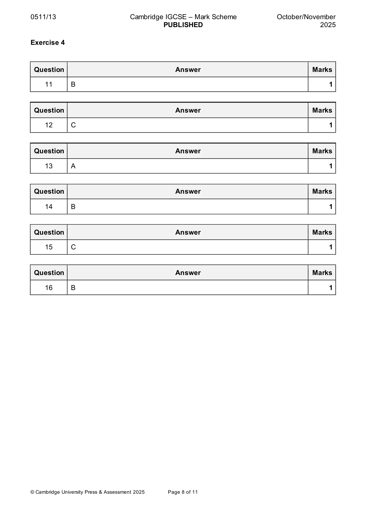 Mark scheme, page 8 of 11