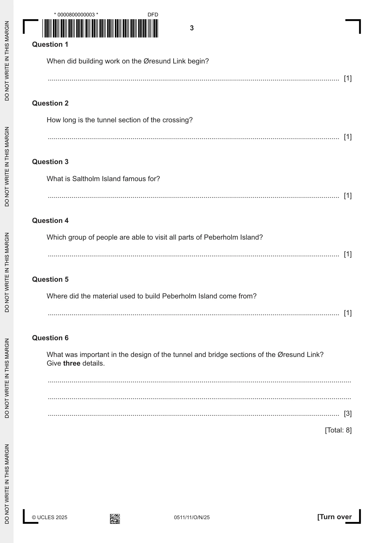 Cambridge IGCSE English - Second Language (count-in oral) 0511 2025 Oct/Nov Paper 1 · Variant 1 question paper, page 3 of 16