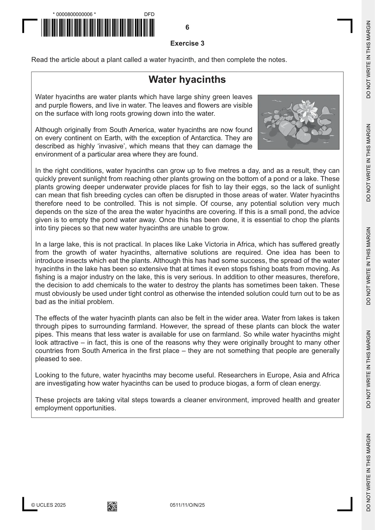 Cambridge IGCSE English - Second Language (count-in oral) 0511 2025 Oct/Nov Paper 1 · Variant 1 question paper, page 6 of 16