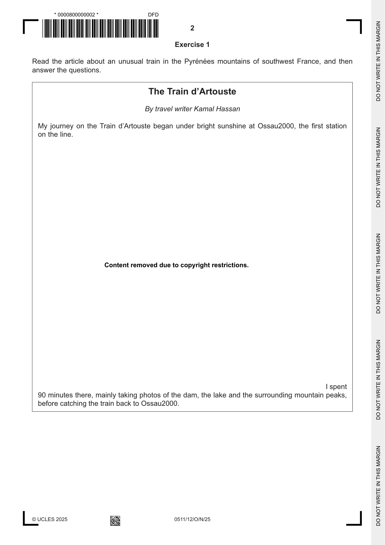 Cambridge IGCSE English - Second Language (count-in oral) 0511 2025 Oct/Nov Paper 1 · Variant 2 question paper, page 2 of 16