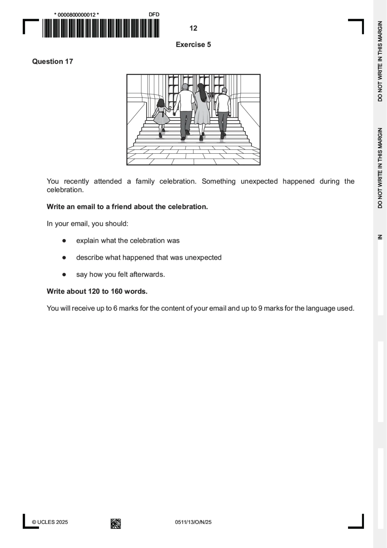 Cambridge IGCSE English - Second Language (count-in oral) 0511 2025 Oct/Nov Paper 1 · Variant 3 question paper, page 12 of 16
