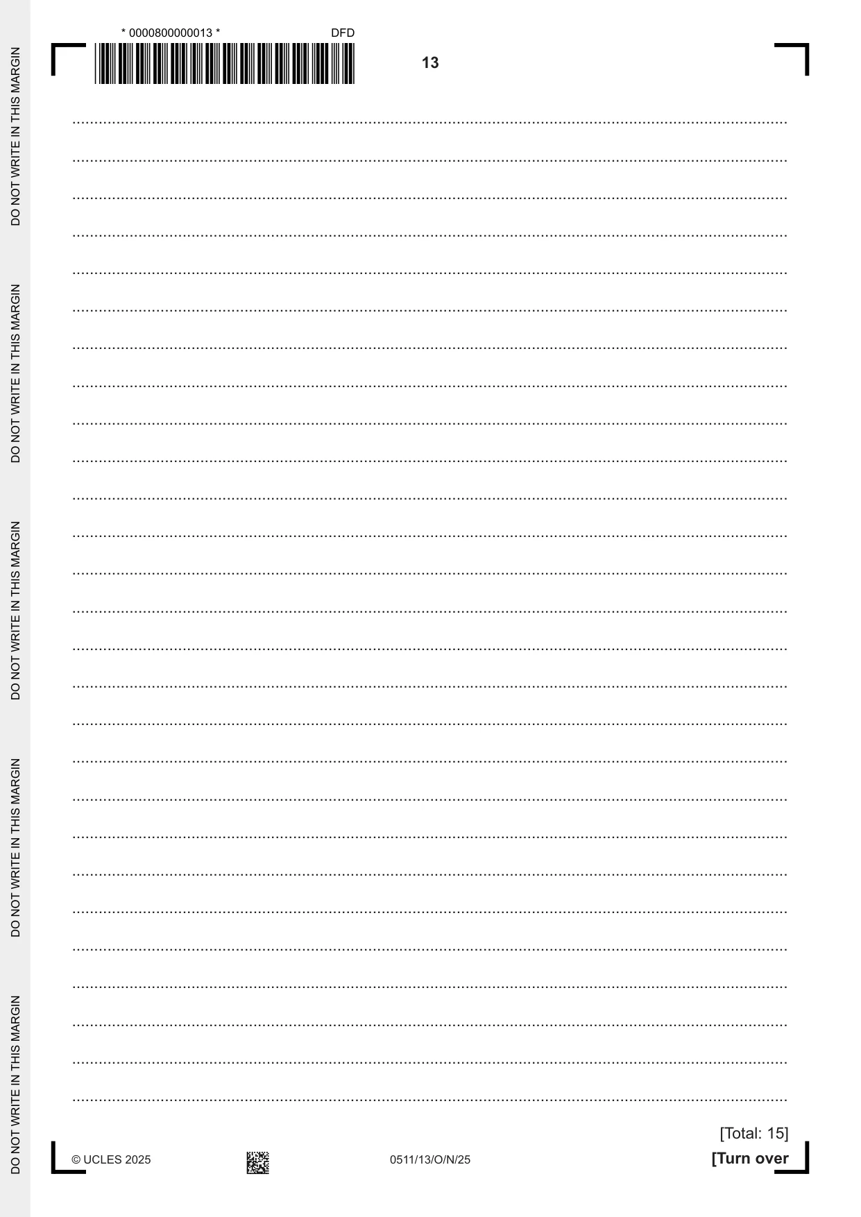 Cambridge IGCSE English - Second Language (count-in oral) 0511 2025 Oct/Nov Paper 1 · Variant 3 question paper, page 13 of 16