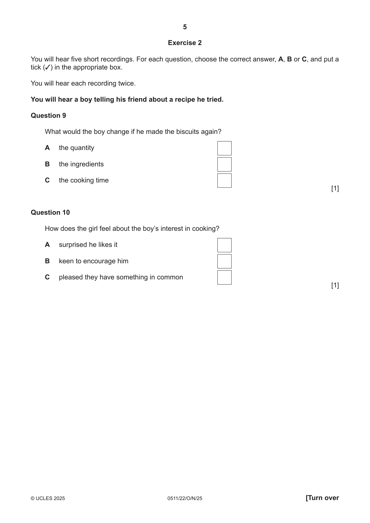 Cambridge IGCSE English - Second Language (count-in oral) 0511 2025 Oct/Nov Paper 2 · Variant 2 question paper, page 5 of 16