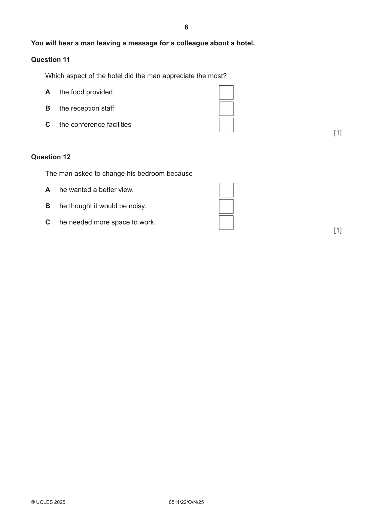 Cambridge IGCSE English - Second Language (count-in oral) 0511 2025 Oct/Nov Paper 2 · Variant 2 question paper, page 6 of 16