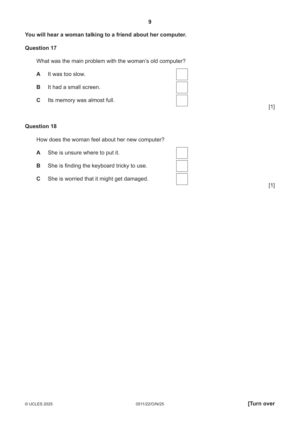 Cambridge IGCSE English - Second Language (count-in oral) 0511 2025 Oct/Nov Paper 2 · Variant 2 question paper, page 9 of 16