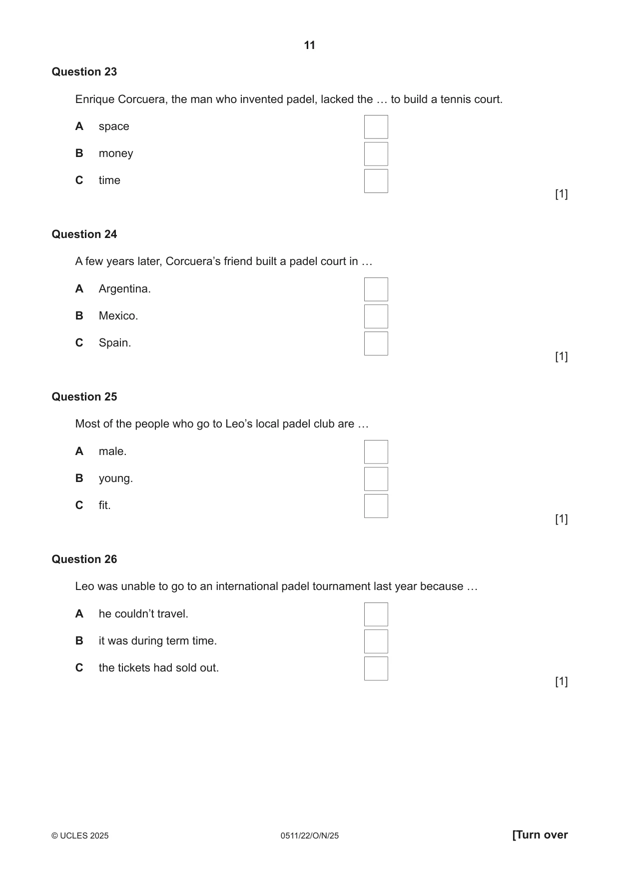 Cambridge IGCSE English - Second Language (count-in oral) 0511 2025 Oct/Nov Paper 2 · Variant 2 question paper, page 11 of 16