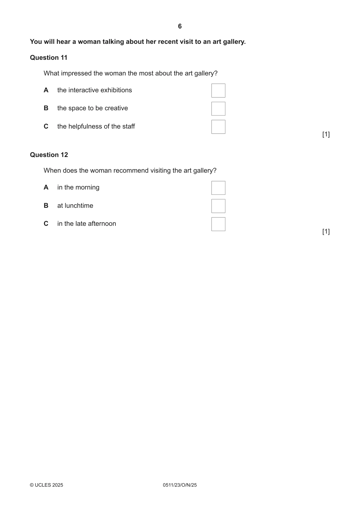 Cambridge IGCSE English - Second Language (count-in oral) 0511 2025 Oct/Nov Paper 2 · Variant 3 question paper, page 6 of 16