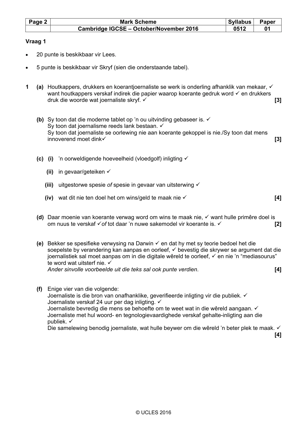 Mark scheme, page 2 of 6
